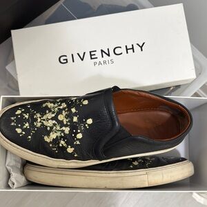 Givenchy Black and Cream Splatter Slip-Ons